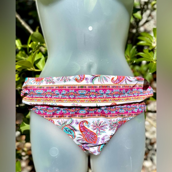 Anthropologie Nanette Lepore Bikini Bottom Size S Multi Paisley Foldover Hipster - Picture 2 of 11